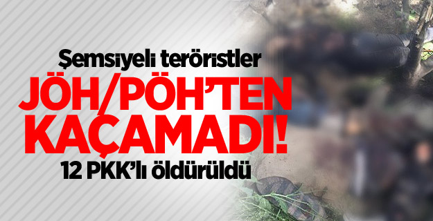 Şemsiyeli 12 terörist öldürüldü
