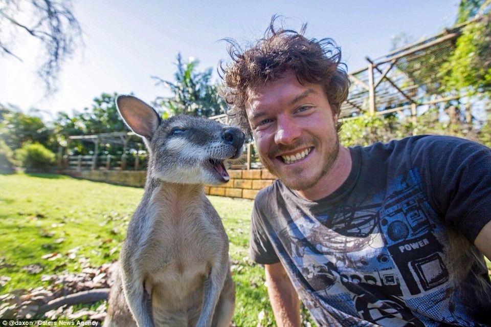 Hayvanlar ile selfie çekilen adam 13