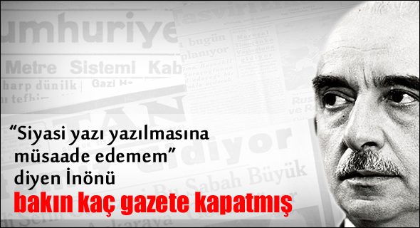 İnönü, 108 gazete kapatmış