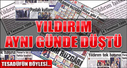 Yıldırım aynı günde düştü!