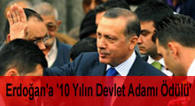 Erdoğan'a '10 Yılın Devlet Adamı Ödülü'
