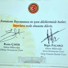 Bayram tebriğinde 'hayır'a vurgu!