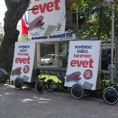 Referanduma özel 'evet' bisikleti