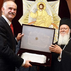 Papandreu, Patrik Bartholomeos ile görüştü