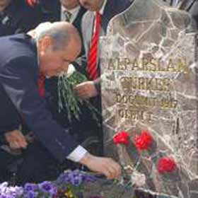 Bahçeli, Türkeş'in mezarına karanfil bıraktı