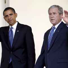 Bush'tan Obama'ya yüzü asık karşılama (FOTO)