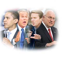 Obama Bush, Edwards Cheney
