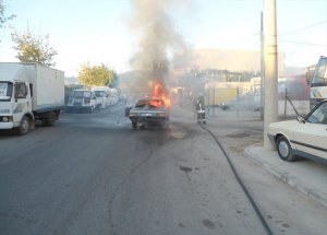 Otomobil Seyir Halindeyken Yandı
