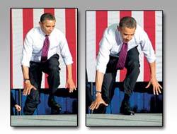 Obama yere düşüyordu