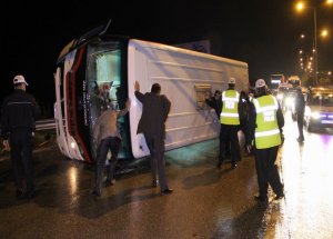 Samsun'da Halk Otobüsü Devrildi