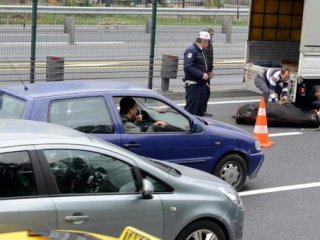 E-5'e Giren Danaya Araç Çarptı