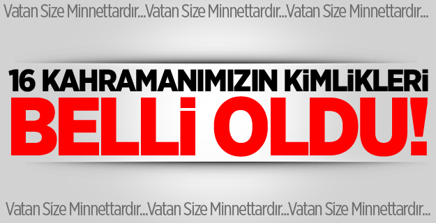 Şehitlerimizin Kimlikleri Belli Oldu