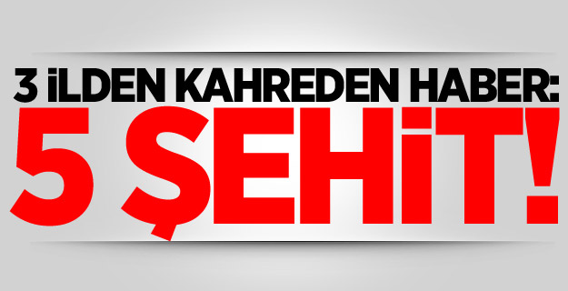 3 İlden Kahreden Haber: 5 şehit!