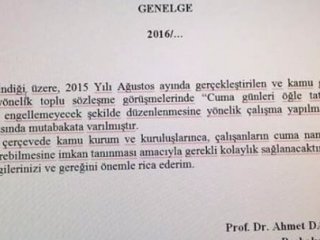 Cuma namazı için genelge hazır