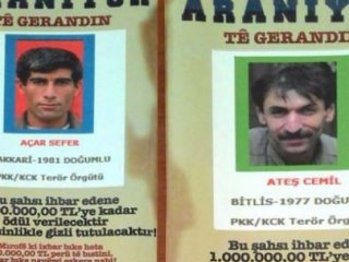 Aranan teröristlerin afişleri asıldı