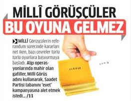 Milli Gazete'den referandum açıklaması