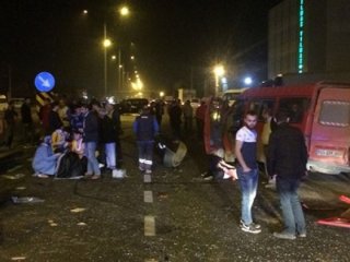 Samsun'da işçi servisi kaza yaptı