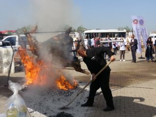 200 kiloluk dana alev alev yandı