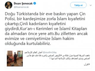 İhsan Şenocak’tan çarpıcı Doğu Türkistan paylaşımı