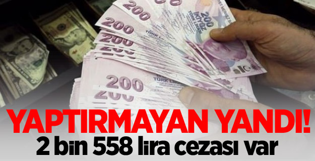 Yaptırmayan yandı! 2 bin 558 lira cezası var