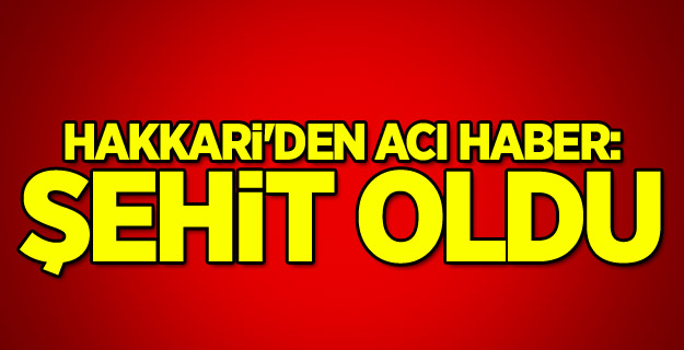 Hakkari'den acı haber: Şehit oldu