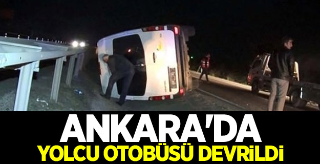 Ankara'da yolcu otobüsü devrildi