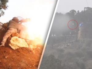 Afrin'de teröristlerin füzeyle vurulma anı kamerada